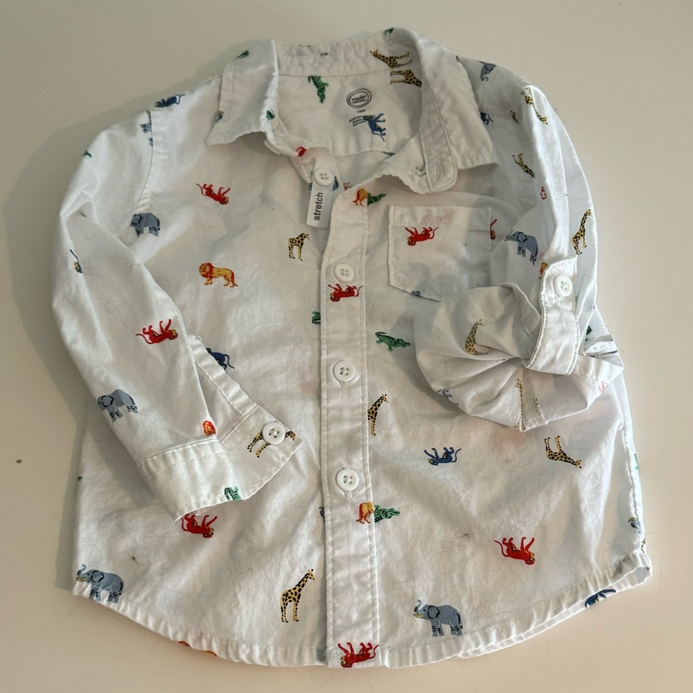 Toddler Animal Print Button Up